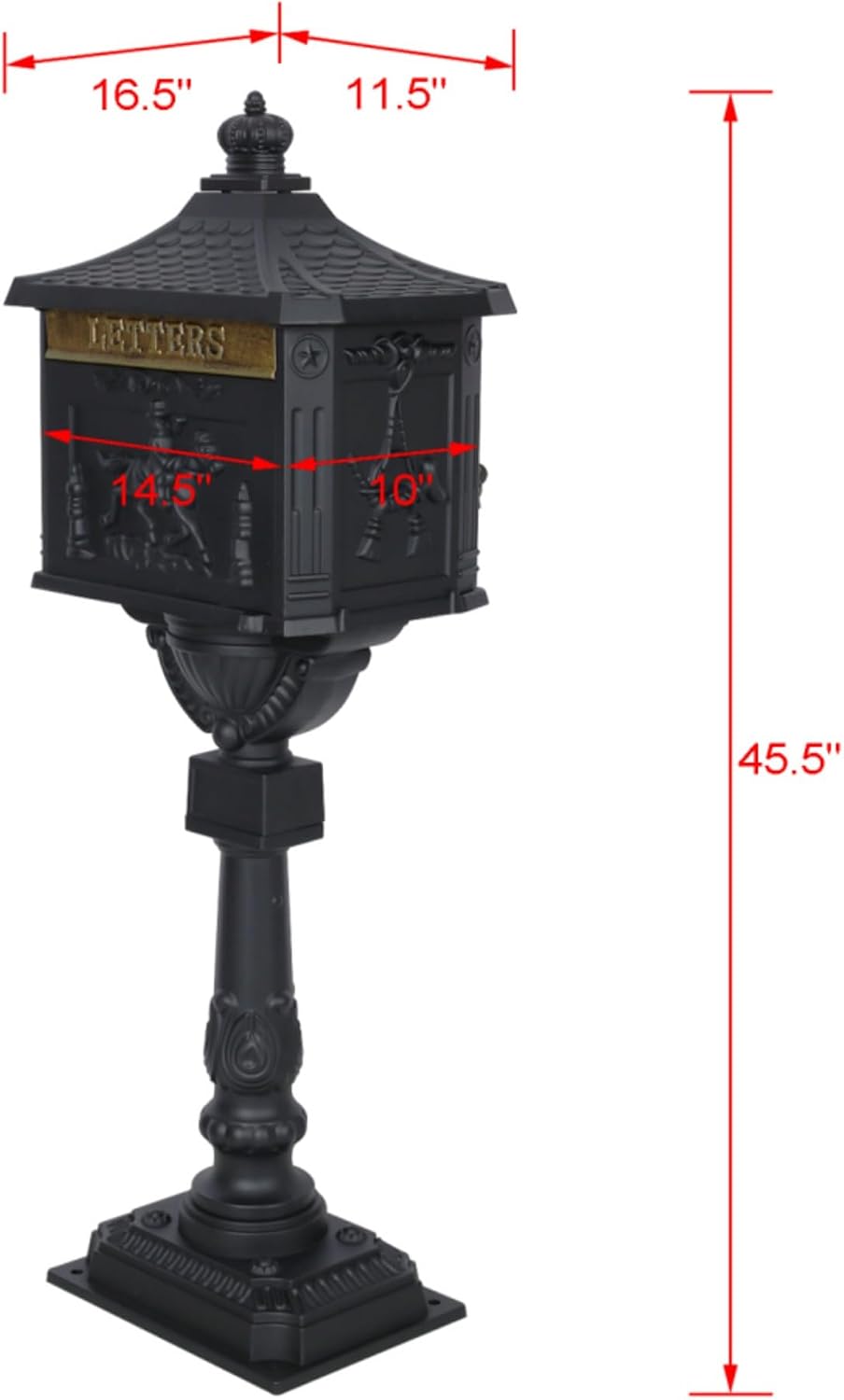 Mailboxes for Outside with Post,Mailbox Cast Aluminum Mail Box Postal Box Security Heavy Duty New (Aluminium+Black)