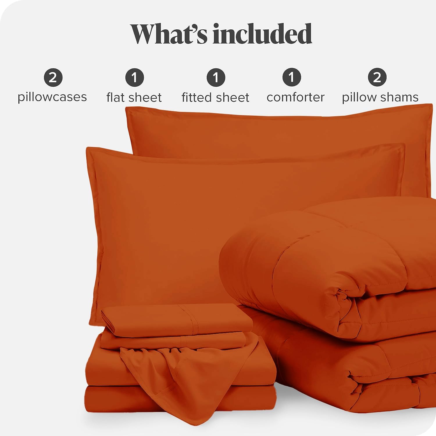 100% Egyptian Cotton 800 Thread Count 400GSM 7Pcs Comforter Set and Sheet Set 18' Deep Pocket (Comforter, Flat Sheet, Fitted Sheet, Pillowcases, Pillow Sham) - Oversized Queen Size - Burnt Orange