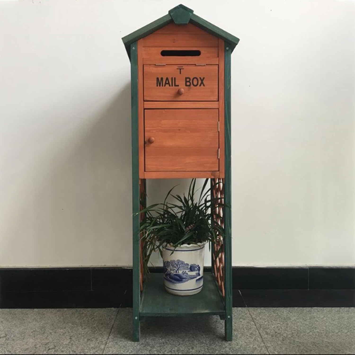 Retro Mailboxes Vertical Wooden Mailbox Outdoor Weatherproof Drop Box Post-Mount Post Box for Home Street Suggestion Post Decoration