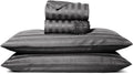 TEXAS LINEN CO. 100% Egyptian Cotton King Size Sheets Set - Luxury 1000 Series Lonestar Lovin' Damask Bed Sheets King Size (4 PC, Dark Grey Stripe), 16' Deep Pocket Extra Long Staple Hotel Sheets