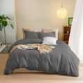 800TC 3 Sided Zipper Duvet Cover Set Soft Egyptian Cotton 3 Sided Zipper Closure, 3 PCS 1-Duvet Cover & 2- Pillow Shams - Oversize Queen Size (98' x 98') Inches, (Solid Dark Grey)
