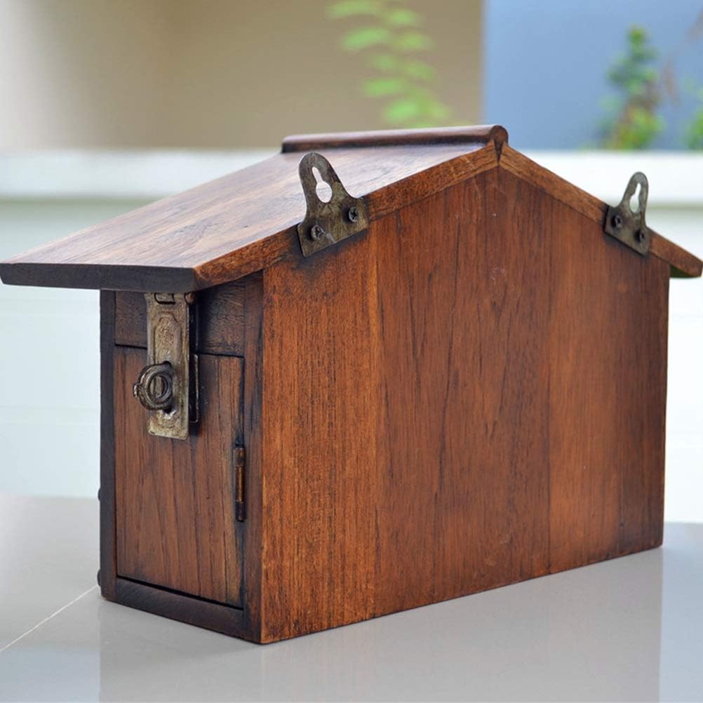 1PC Waterproof Outdoor Wooden Post Box Letter Mailbox Lockable Wall Mounted Mail Box Secure Letterbox Garden Home Decoration