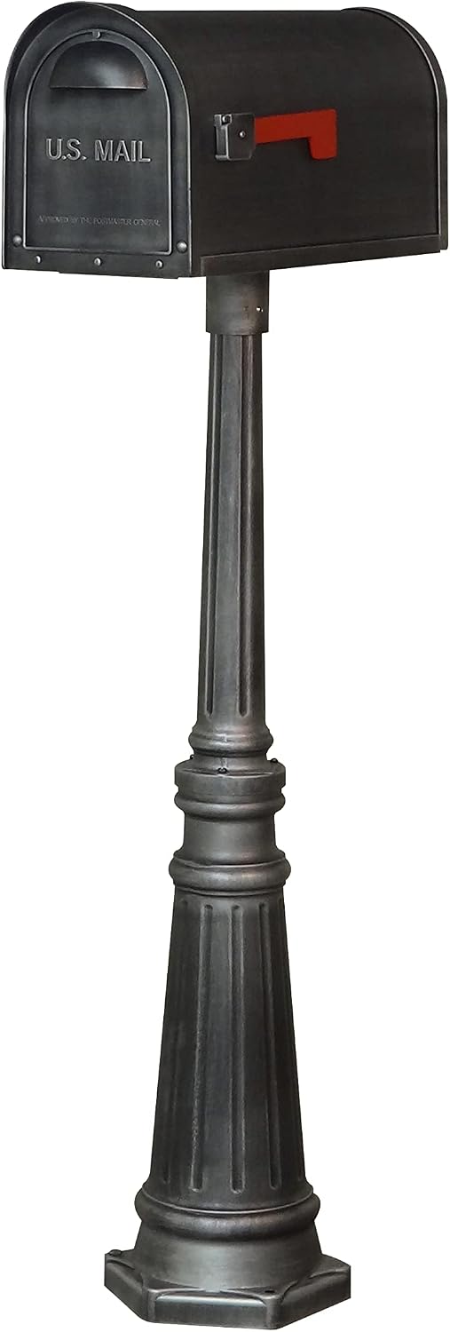 Special Lite Classic Curbside Mailbox with Tacoma Post - Swedish Silver Aluminum Mailbox with Post - SCC-1008_SPK-591-SW