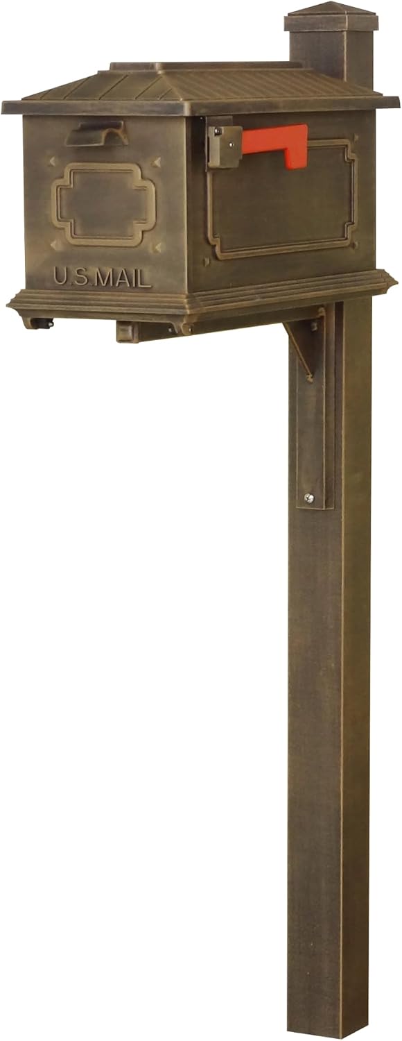 Special Lite Kingston Curbside Mailbox with Wellington Post - Copper Aluminum Mailbox with Post - SCK1017_SPK720-CP
