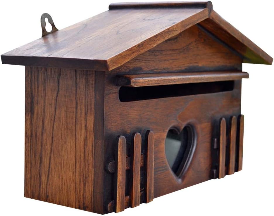 1PC Waterproof Outdoor Wooden Post Box Letter Mailbox Lockable Wall Mounted Mail Box Secure Letterbox Garden Home Decoration