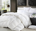 Twin Extra Long (XL) Size Luxurious 1200 Thread Count Siberian Goose Down Comforter, 100% Egyptian Cotton Cover, Damask Stripe White Color, 750 Fill Power, 50 Oz Fill Weight
