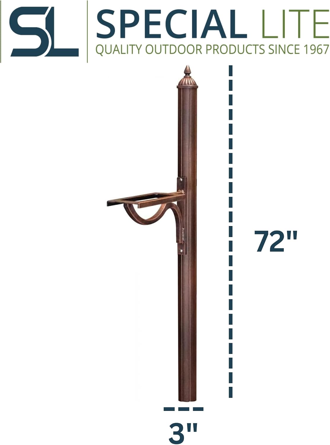 Special Lite Richland Mailbox Post Mailbox Post - Copper Aluminum Post for Curbside Mailbox - SPK-679-CP
