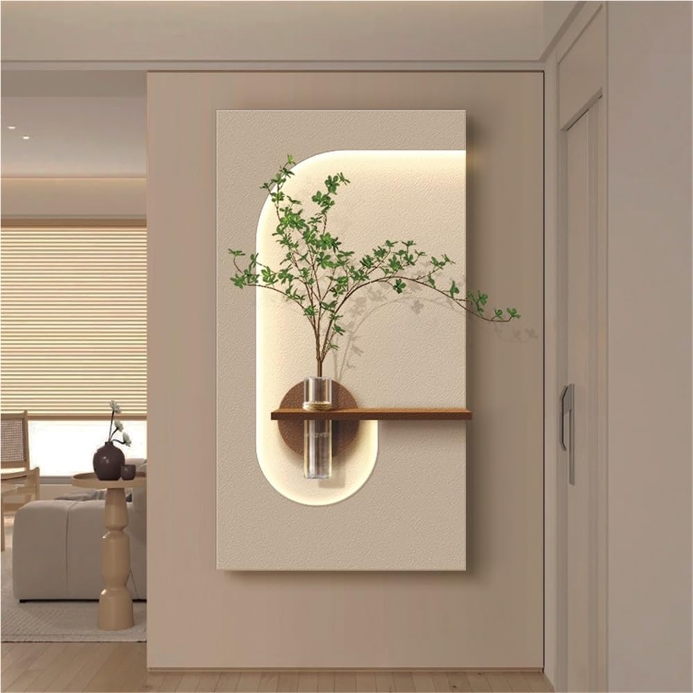 TYBKLHA Luminous 3D Wall Sculpture, Wall Painting Decoration, Plug-in Power Supply 3D Wall Mural, Sandstone Decor Wall Art Painting for Bedroom, Living Room(Brown,35.4 * 19.6in)