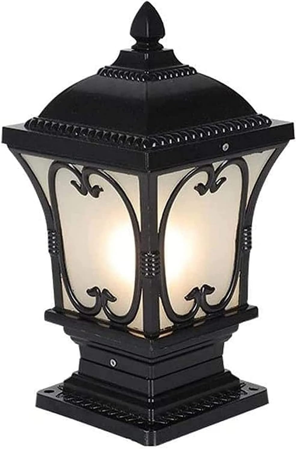 Courtyard light Stigma Floor Lamp Lantern Wood Mailbox Posts for Outside Columns and Pillars Door Post Waterproof Post Light Garden Villa Pillar Lamp Street La ( Color : Dolphin Waves , Size : 47Cm )