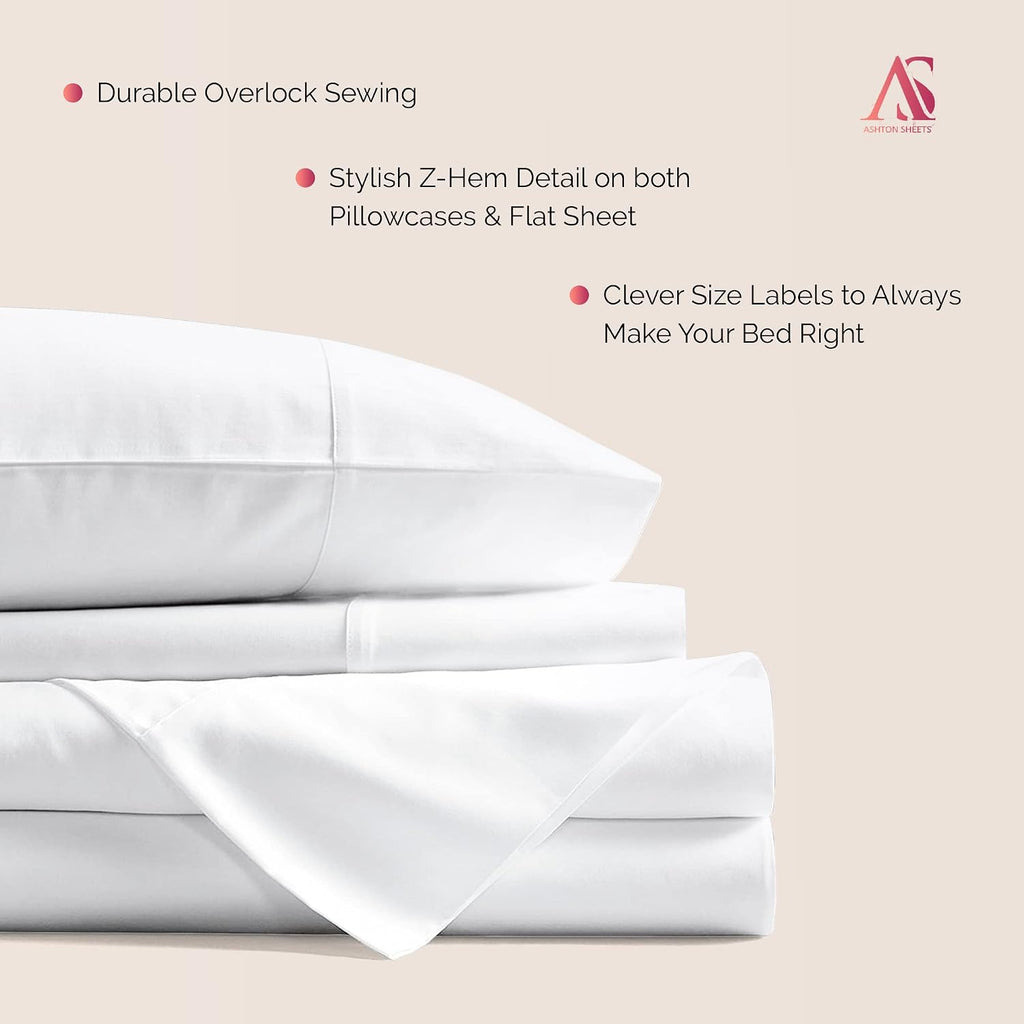 100% Egyptian Cotton Split King Sheets Sets for Adjustable Bed - Luxury 1000 Series Majestic Collection Top Split King Sheet Set (5 PC, White), 17' Deep Pocket, Cooling, Sateen Bedding