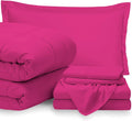 7 Piece Bed-in-A-Bag Comforter & Sheet Set 8-10' Deep Pocket, 100% Egyptian Cotton Queen Size, Hot Pink, Sets Include - 1Comforter, 1Flat Sheet,1Fitted Sheet, 2Pillowcase & 2Pillowsham
