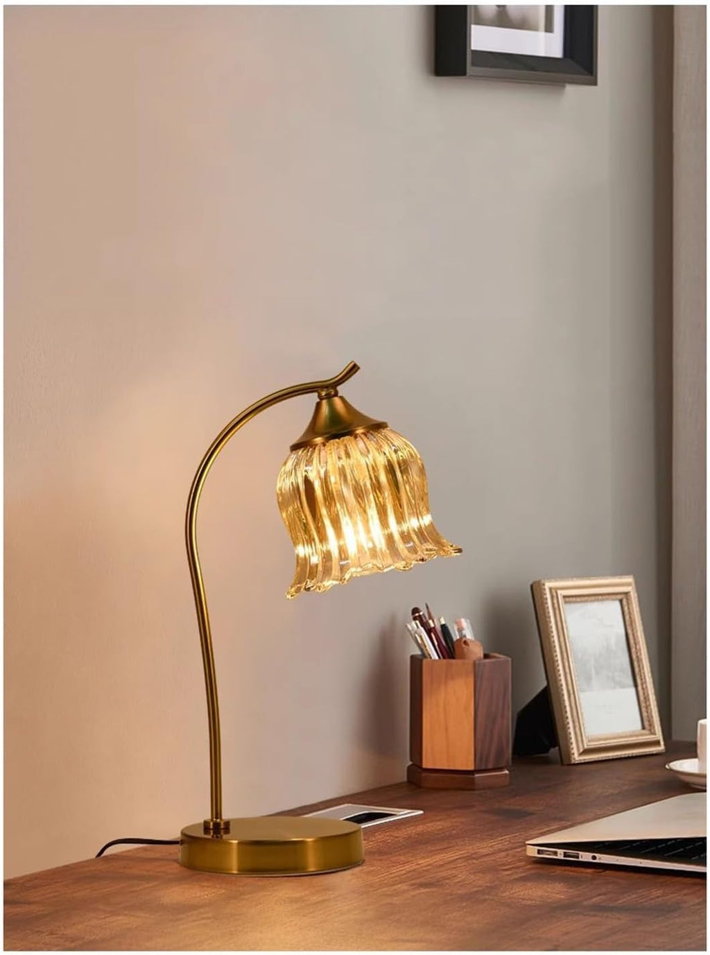 Desk Light Crystal Table Lamp Bedroom Bedside Vintage Light Luxury Wedding Long Gift Ambiance Master Lamps for Home Office(D)