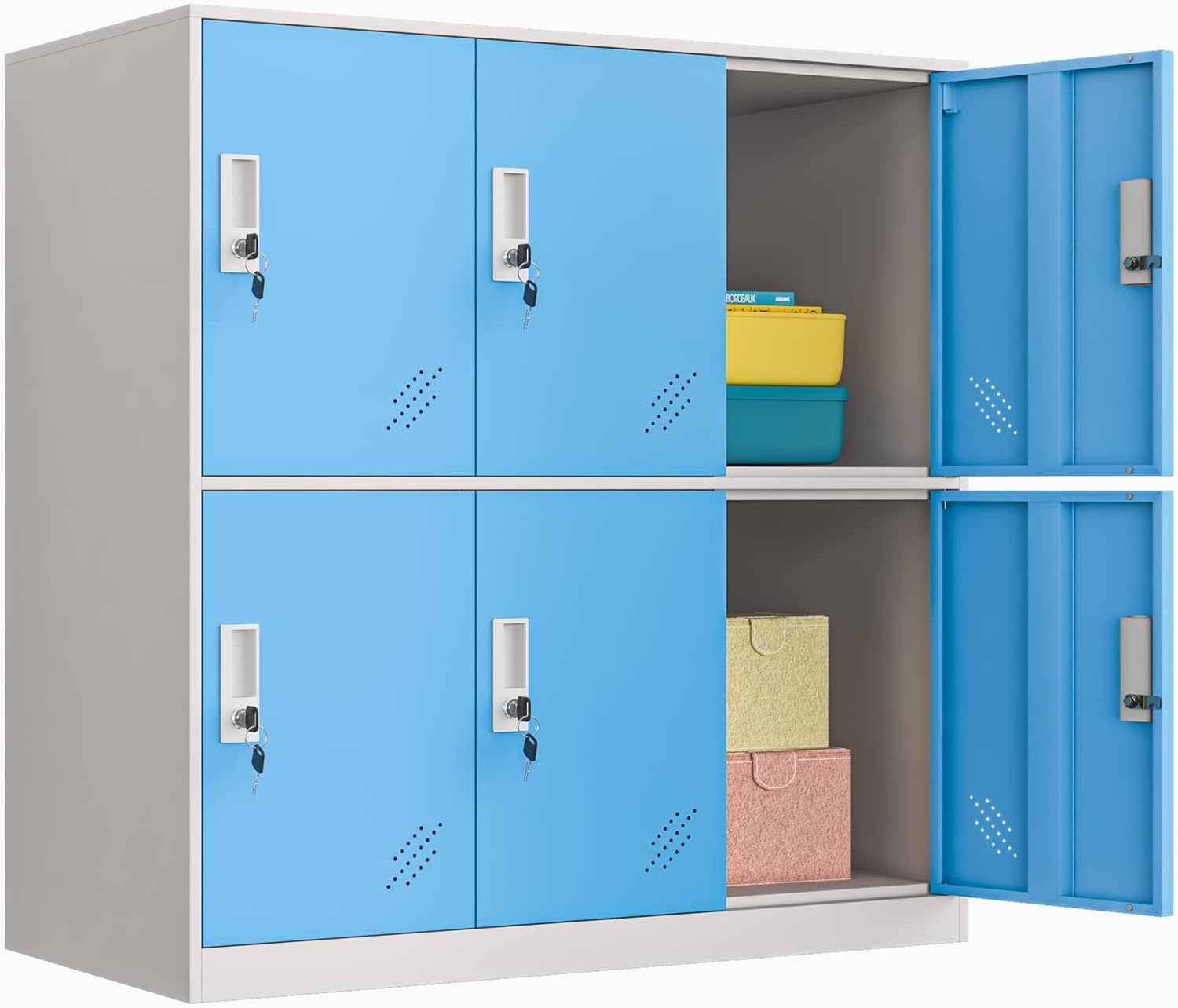 MECOLOR- Metal Storage Cabinet Locker, Home Office Storage Cabinet with Lock Keys, Garage Steel Storage cabinets Metal Tool Box for Factory Company (6D, Blue)
