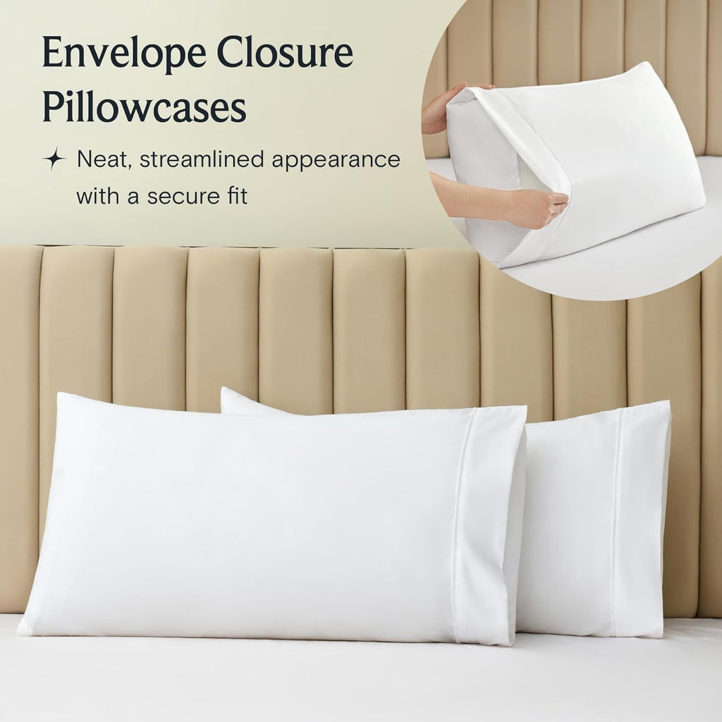 Rv Short Queen Size Sheet Set - 4 Piece - Bed Sheets- Easy- Fits 18' Deep Pocket Bedsheet 850-Thread Count 100% Egyptian Cotton (Rv Short Queen - 60' X 75'- Ivory Solid)