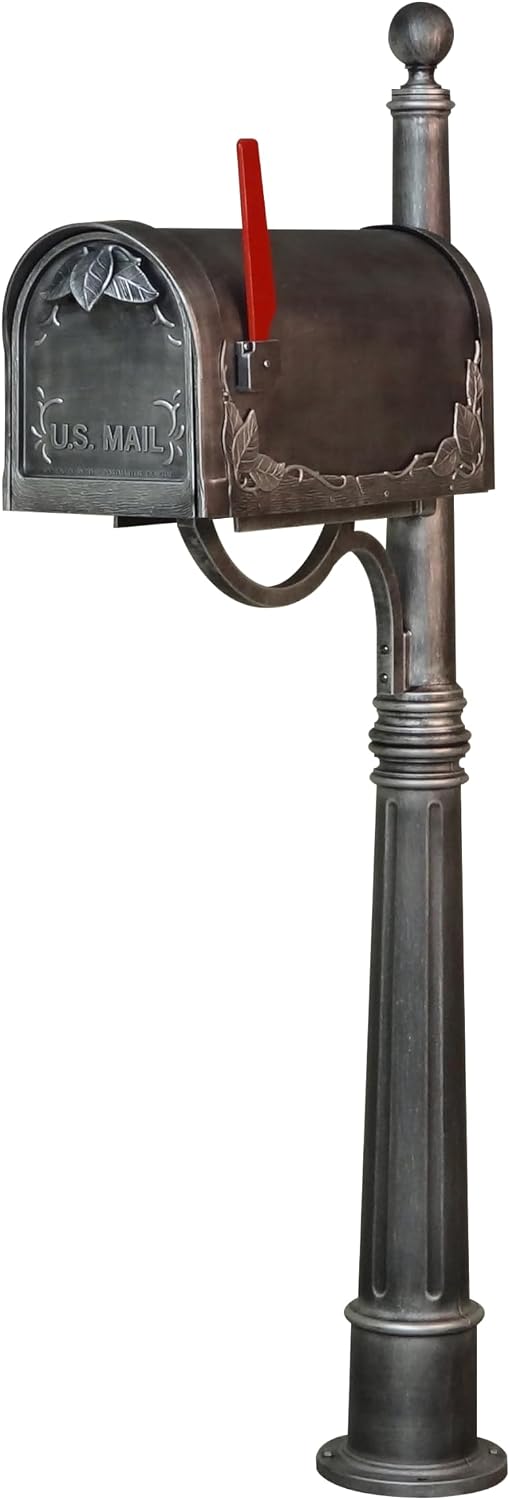 Special Lite Floral Curbside Mailbox with Ashland Post - Swedish Silver Mailbox with Aluminum Post - SCF-1003_SPK-600-SW