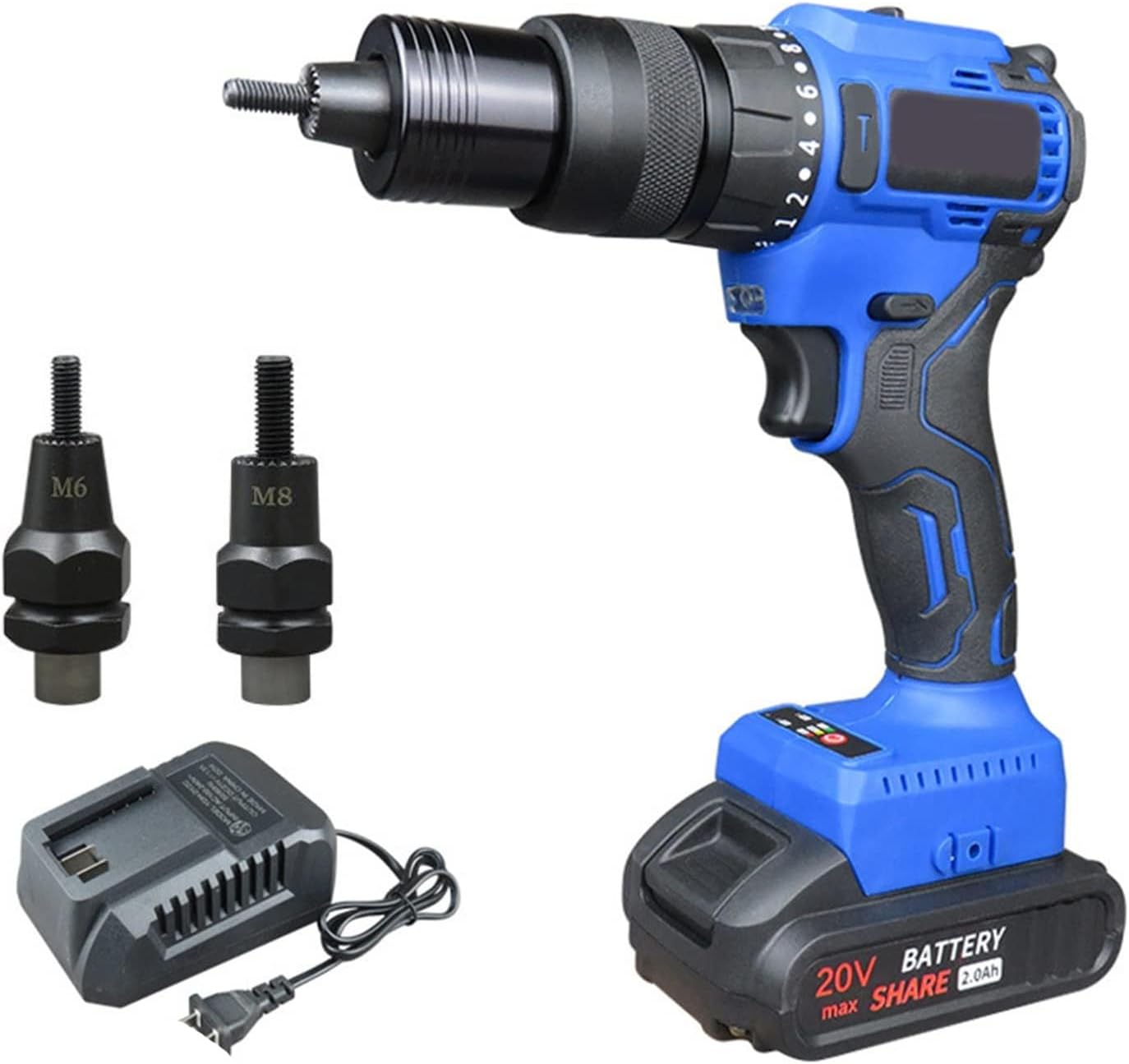 2x4000mah Cordless Rivet Tool w/Two Batteries, Dual-Use Electric Rivet Gun for Rivets & Rivet Nuts,Automatic Rivet Gun,for Metal, Plastic and Leather