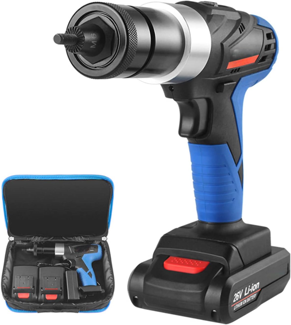 Automatic Pull Riveting Nut Gun, 26V Electric Intelligent Riveter Nut Gun/Ram Gun Rivet Tool M3-M10 with Battery