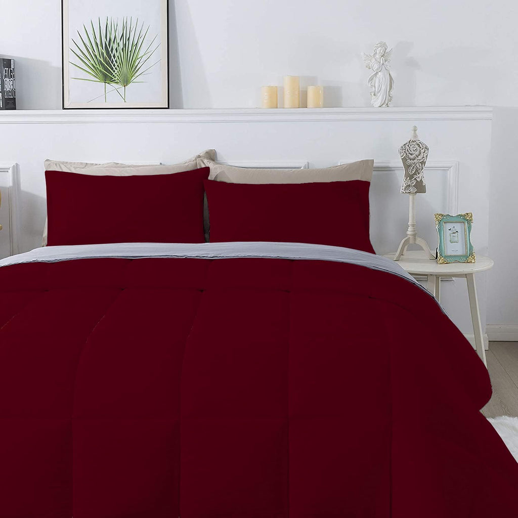 Olivia Rocco 1 Piece 1000 Thread Count Comforter Full XL/Queen Size (88' x 92') Inch 100% Egyptian Cotton Comforter 400 GSM Soft Quality - Burgundy Solid