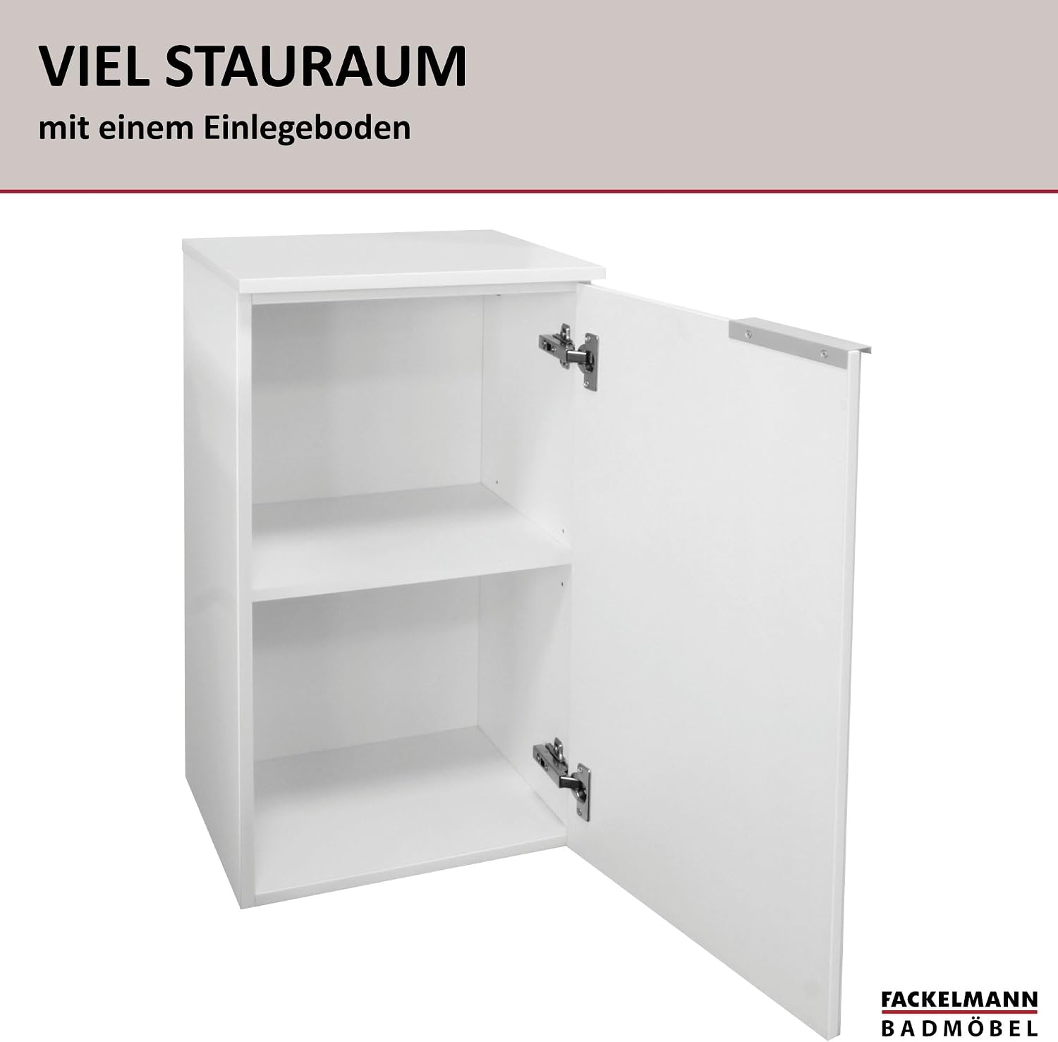 Fackelmann Kara Bianco 80918 Cabinet 1 Door Hinged Right 1 Shelves WxHxD: 40.5 x 70 x 32 cm