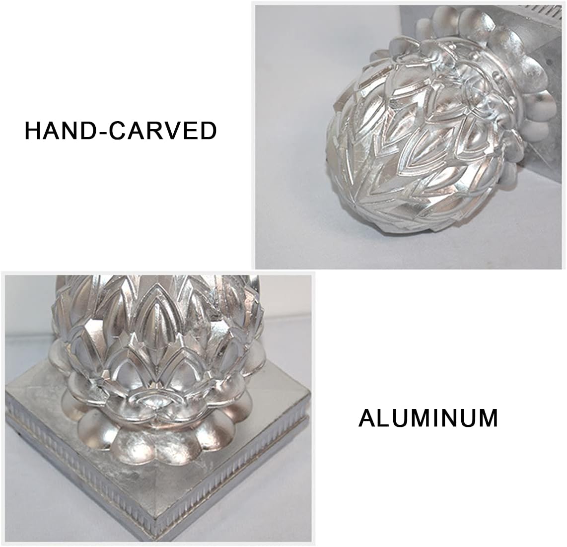 Post Cap Fence Post Cap, Acorn Top Fence Finials, Aluminum Railing Cover for Villa Stair, Mailbox, Deck, Dock, Piling Caps, 4 pcs,120x120mm