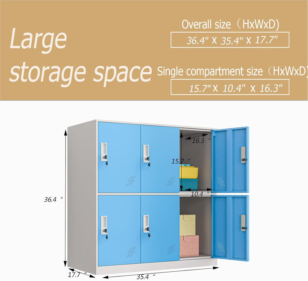 MECOLOR- Metal Storage Cabinet Locker, Home Office Storage Cabinet with Lock Keys, Garage Steel Storage cabinets Metal Tool Box for Factory Company (6D, Blue)