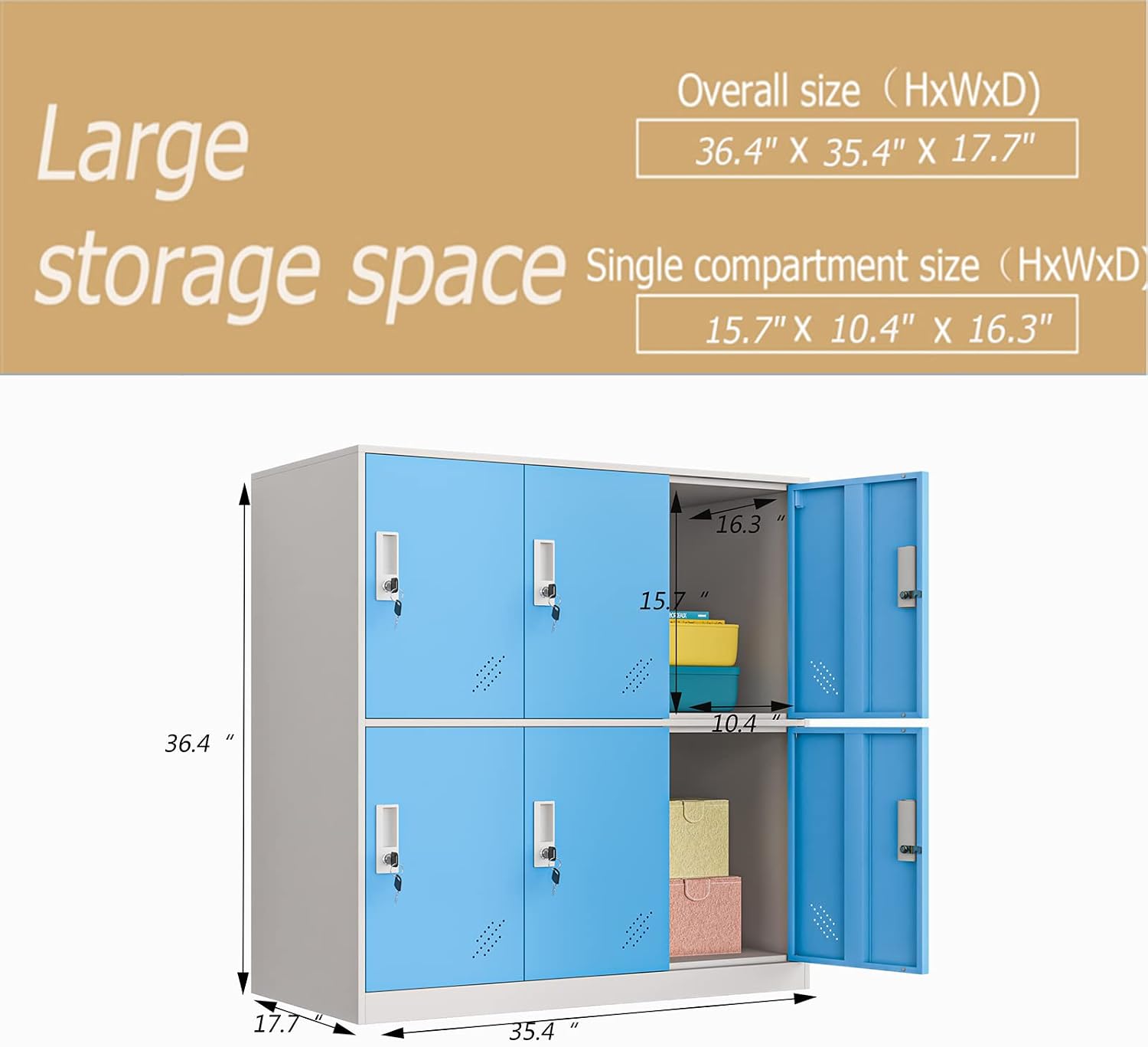 MECOLOR- Metal Storage Cabinet Locker, Home Office Storage Cabinet with Lock Keys, Garage Steel Storage cabinets Metal Tool Box for Factory Company (6D, Blue)
