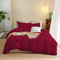 800TC 3 Sided Zipper Duvet Cover Set Soft Egyptian Cotton 3 Sided Zipper Closure, 3 PCS 1-Duvet Cover & 2- Pillow Shams - Oversize Queen Size (98' x 98') Inches, (Solid Burgundy)