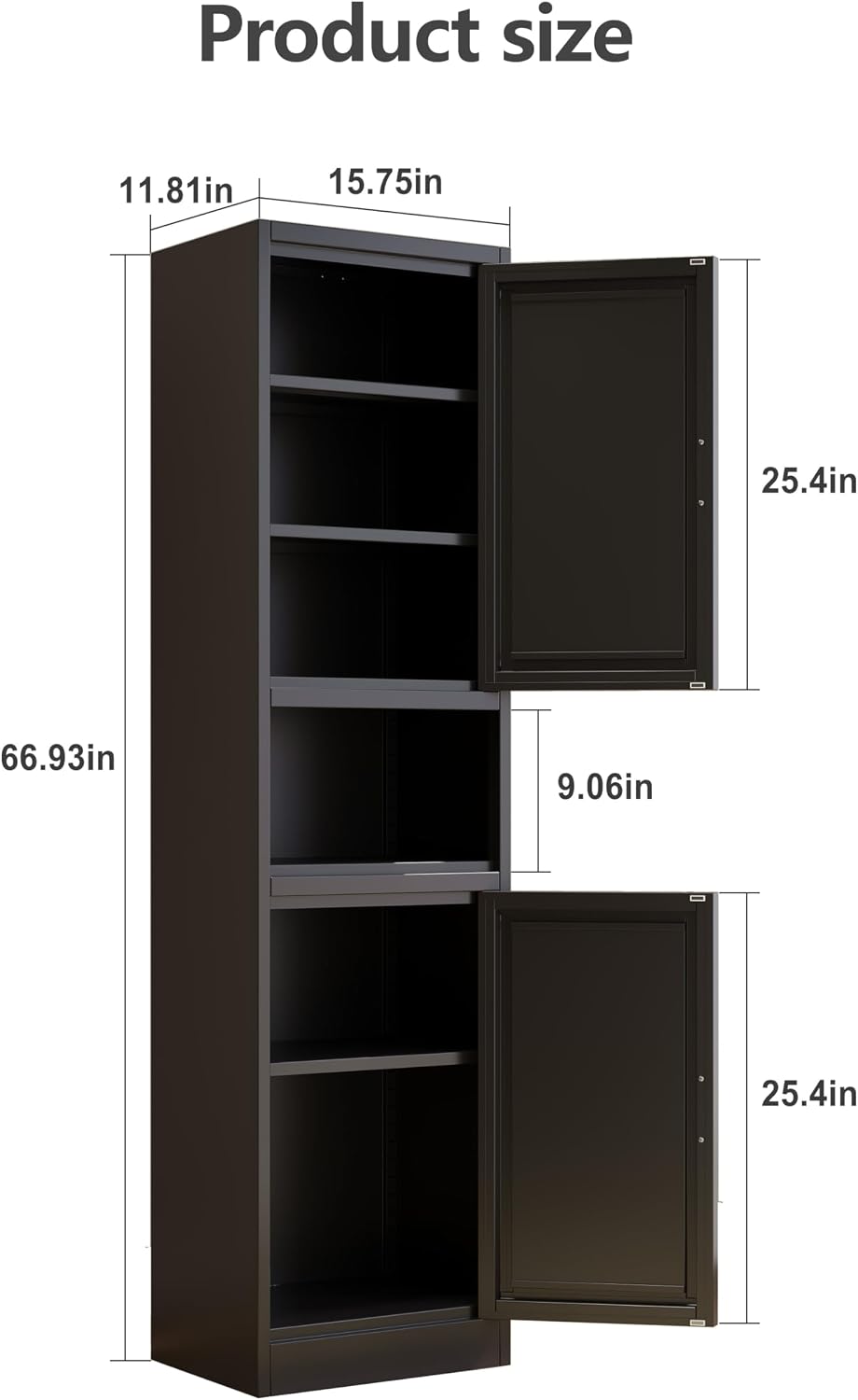 Metal Tall Narrow Kitchen Pantry Cabinet,Tall Bathroom Storage Cabinet,67' High Bathroom Organizers with Doors and Adjustable Shelves for Bathroom, Kitchen,Small Spaces
