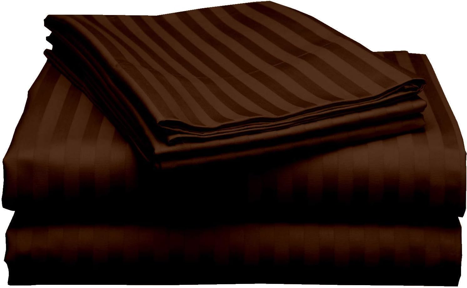 1200 Thread Count, Chocolate Stripe Sheet Set 6 Piece Short Queen Size Sheets with 18 Inches Deep Pocket 100% Egyptian Cotton Wrinkle Free Bed Sheets for Bed Luxury Hotel Collectio