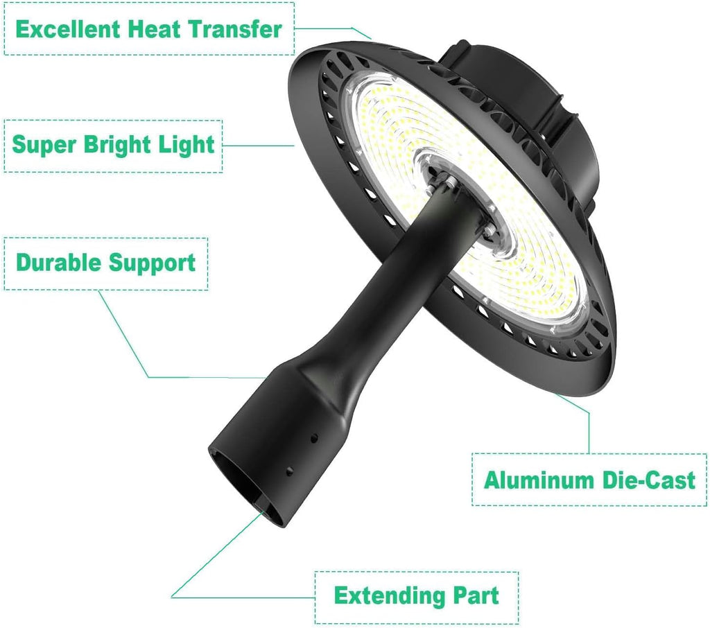 Post Top Light 150W LED Area Light 16000Lm Pure White (500W Equivalent) Garden Pole Lights Outdoor Post Top Lamps Pathway Pole Light Fixture for Street Yard Garden