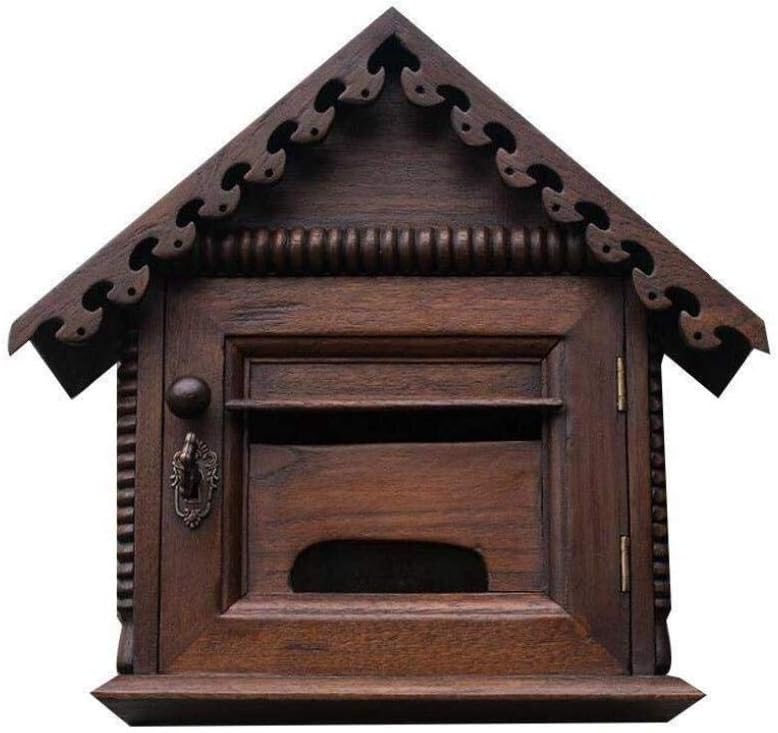 Lockable Wall Mounted Letter Boxes Wooden Mailbox Post Box Wall Hanging Newspaper Storage Shabby Chic Outdoor Decor