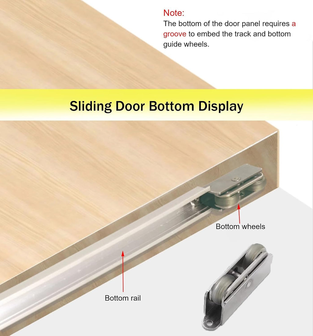 Trackless Ghost Sliding Door Hardware Kit, Soft Close Pocket Door Hardware with Track Universal, Bedroom/Kitchen/Study Barn Door Replacement Rail(5.6ft/170cm)