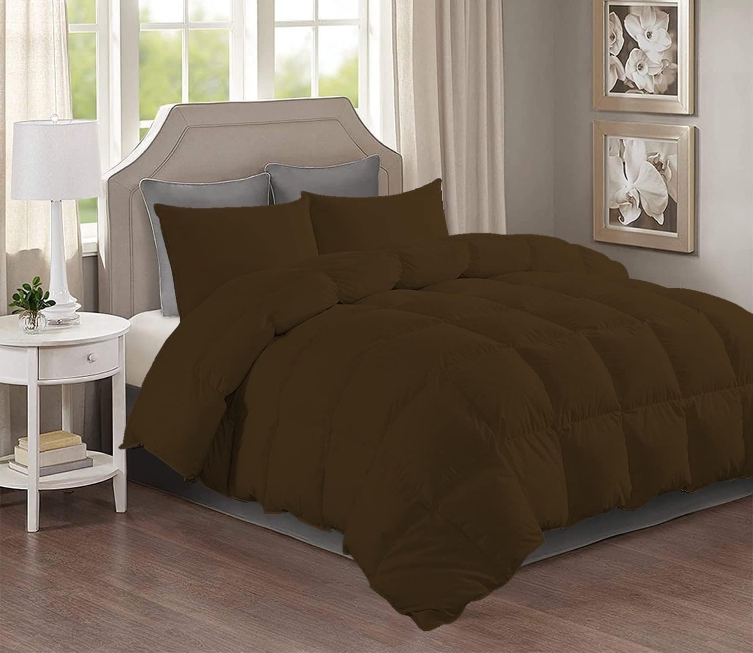 GOKOCO 100% Egyptian Cotton 800 Thread Count 400GSM 7Pcs Comforter Set and Sheet Set 18' Deep Pocket (Comforter, Flat Sheet, Fitted Sheet, Pillowcases, Pillow Sham) - Oversized Queen Size - Chocolate