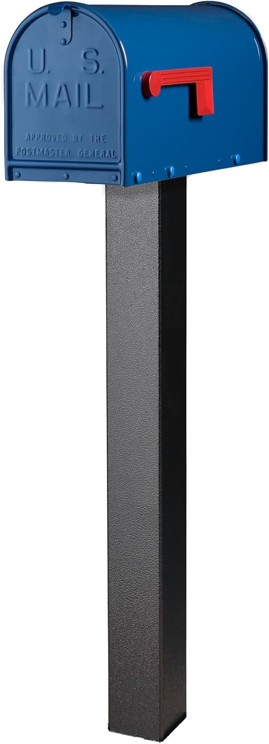 Janzer Post with Mailbox (Black Post with Blue Mailbox)