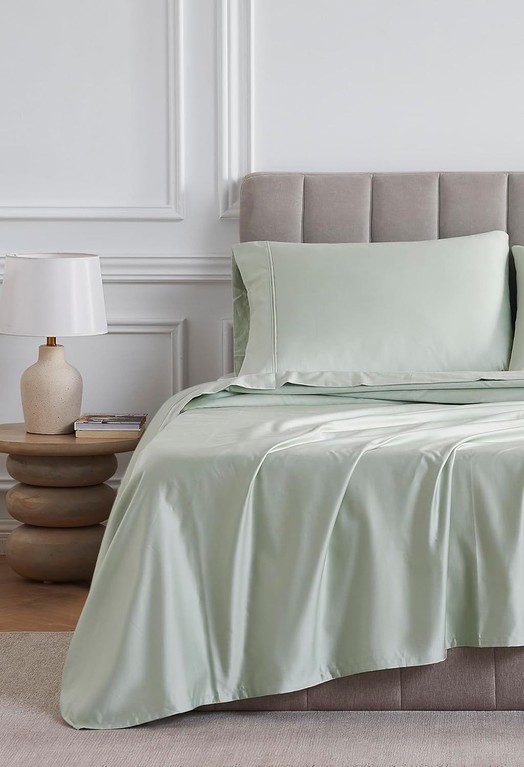 Linen Closet Luxury Cotton 1000 Thread Count Egyptian Cotton 4-Piece Sheet Set, King, Light Green