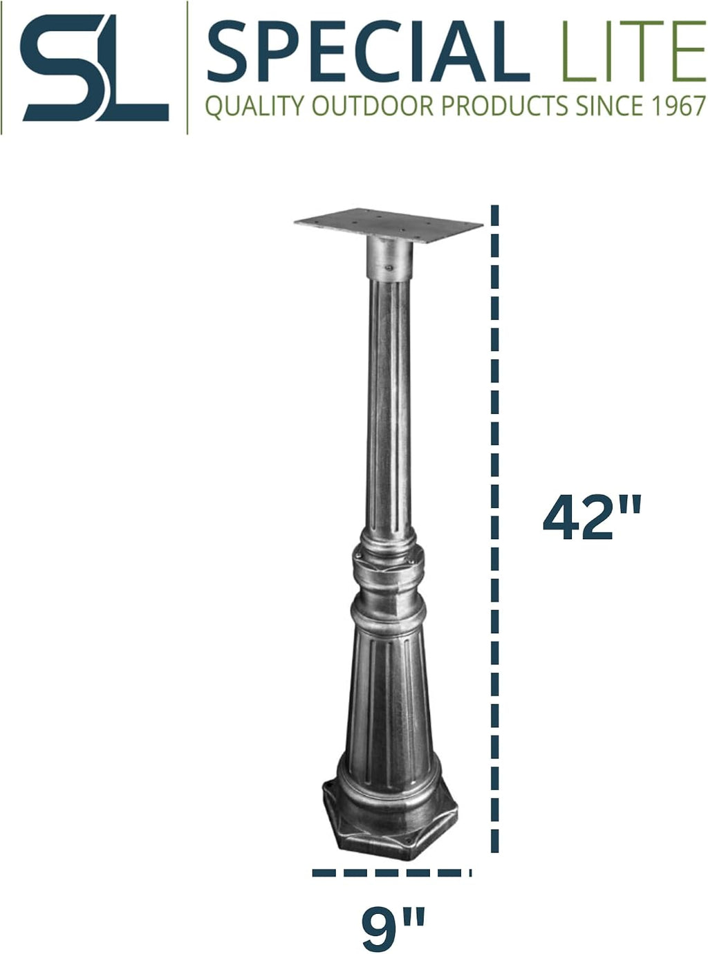 Tacoma Mailbox Post - Swedish Silver Cast Aluminum Post for Curbside Mailbox - SPK-591-SW
