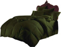 Soft 1000 TC Goose Down Alternative Egyptian Cotton Comforter Set (Comforter + 2 Pillow Cases) 400 GSM Over-Size Queen Olive 98'' x 98''