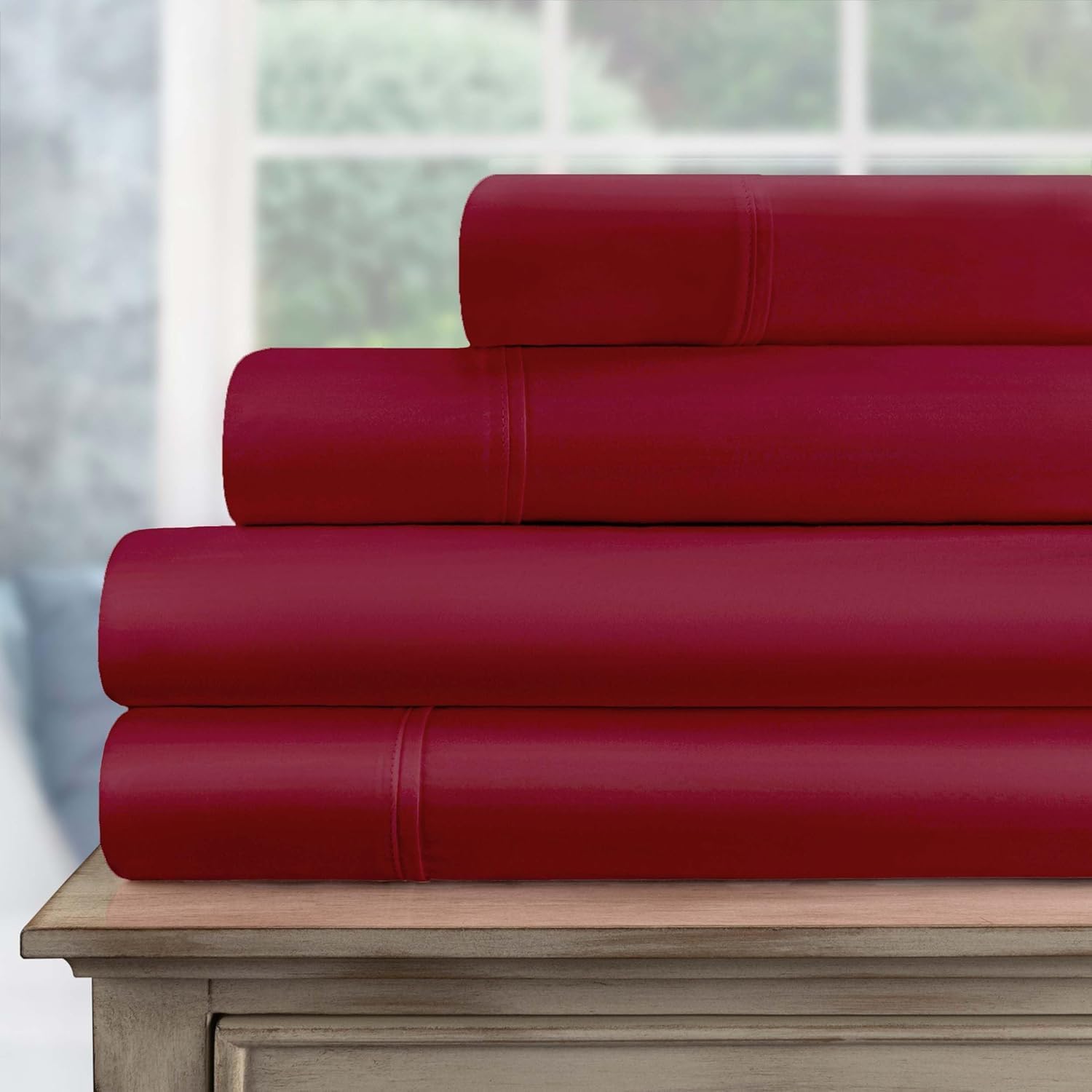 Superior 700 Thread Count Egyptian Cotton Sheet Set, Bedroom Sheets, Home Essentials, Bedding Basics, 1 Elastic Deep Pocket Fitted Bed Sheet, 1 Flat Sheet, 2 Pillowcases, California King, Burgundy
