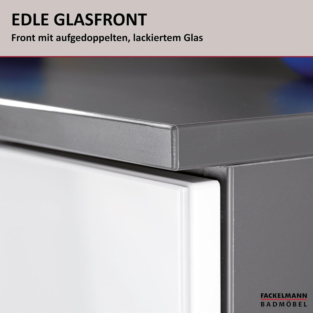 FACKELMANN Kara Vanity Unit/Bathroom Cabinet with Soft-Close System/Dimensions (W x H x D): Approx. 80 x 59 x 49 cm Cabinet for Bathroom/Furniture for Toilet or Bathroom/Body: