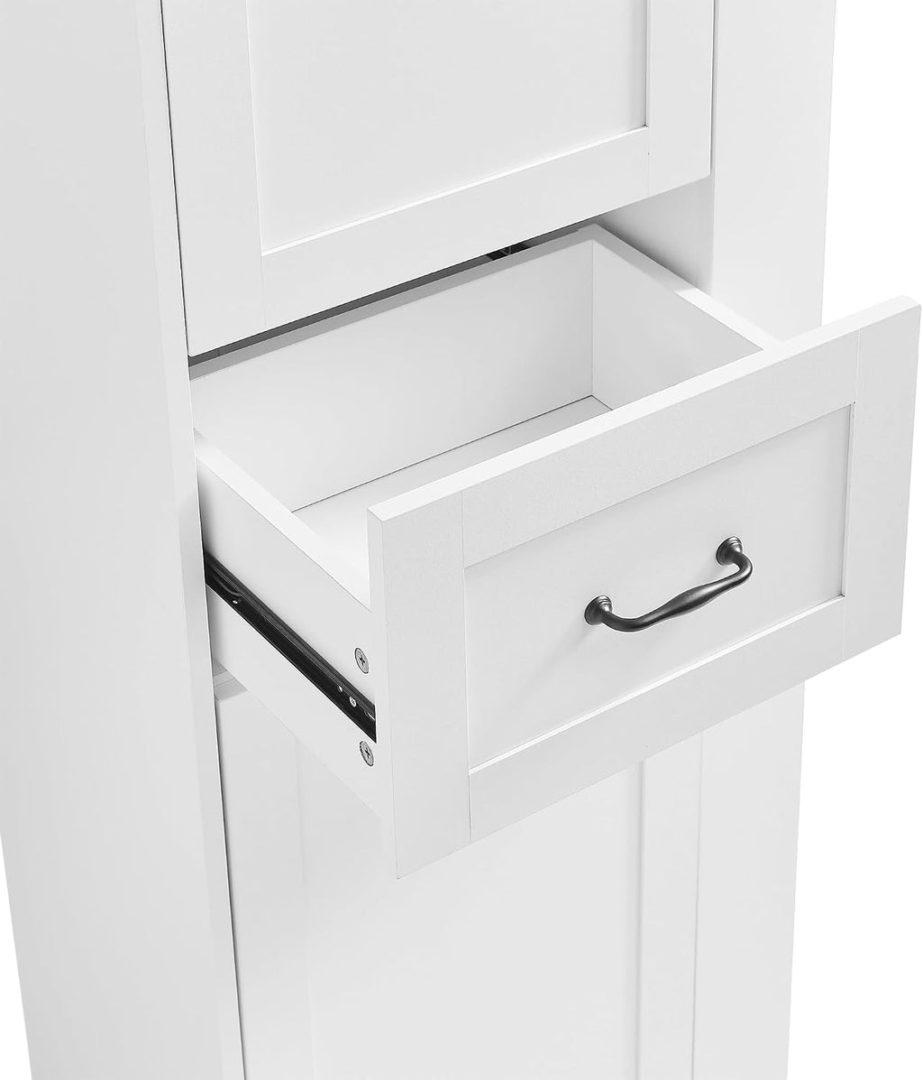 Tall Bathroom Storage Cabinet with Tilt-Out Compartment, Space Saving Bathroom Accent Storage Cabinet with Adjustable Shelves, Modern Freestanding for Home Kitchen, Living room (White Style5)