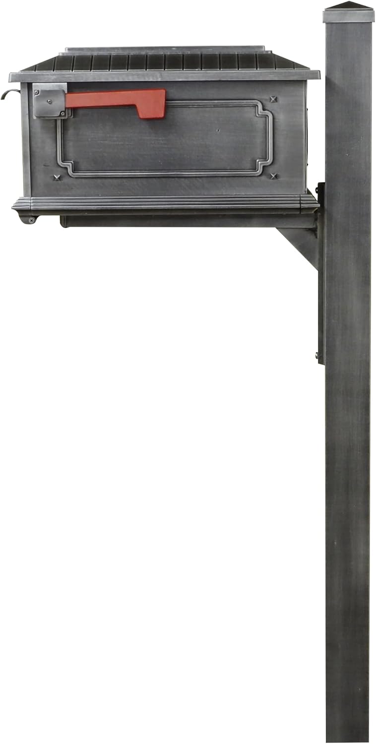 Special Lite Kingston Curbside Mailbox with Wellington Post - Swedish Silver Aluminum Mailbox with Post - SCK1017_SPK720-SW