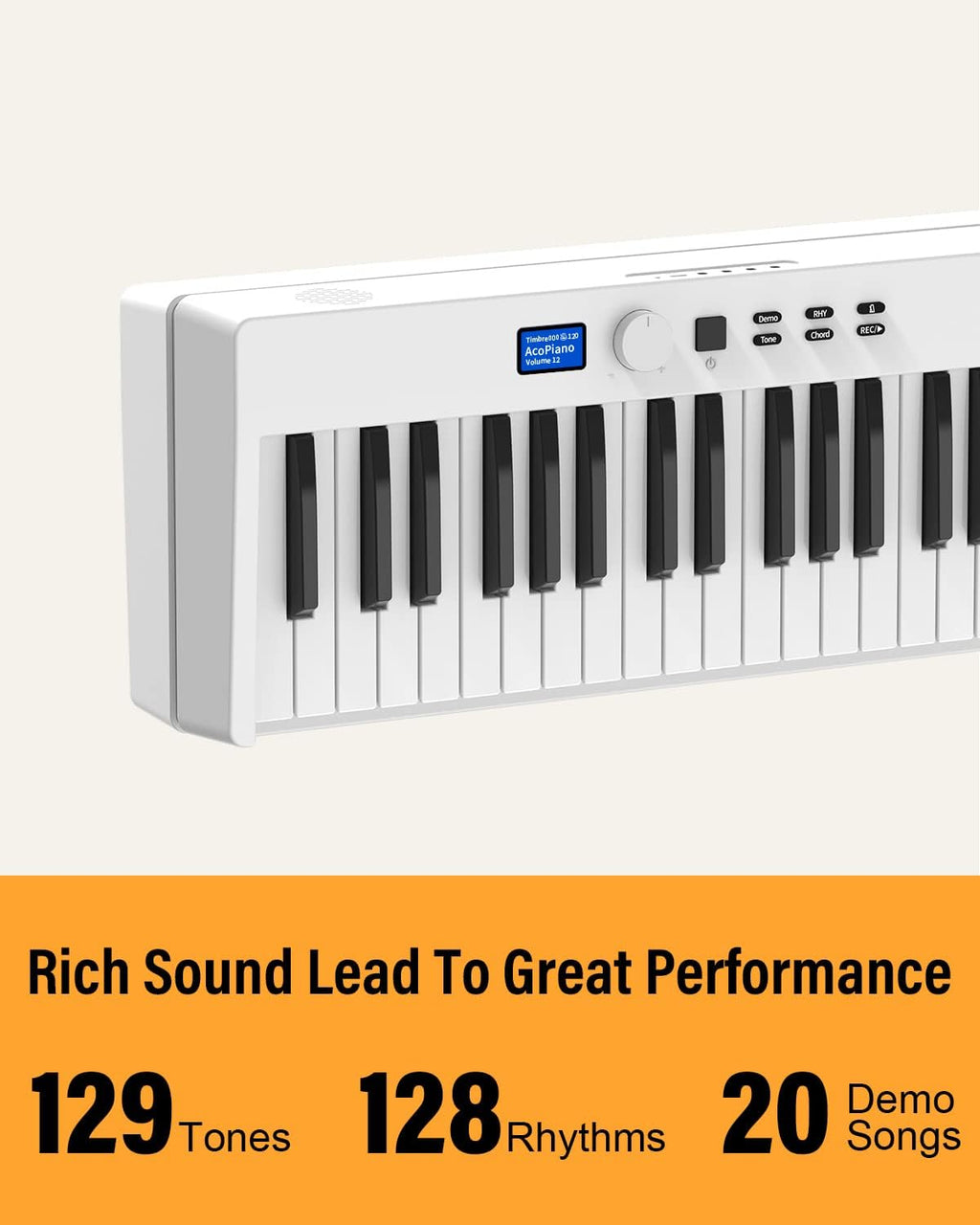 KONIX Folding Piano Keyboard, 88 Key Full Size Semi Weighted Foldable Keyboard Piano, Portable Bluetooth Electric Piano with Sheet Music Stand, Sustain Pedal and Piano Bag, White
