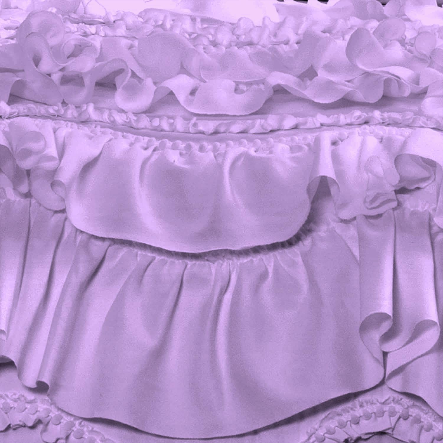 100% Egyptian Cotton, 550 GSM Microfiber Filled Quilt Ruffled Textured 3 Piece Full/Queen Size Comforter Set, Lilac