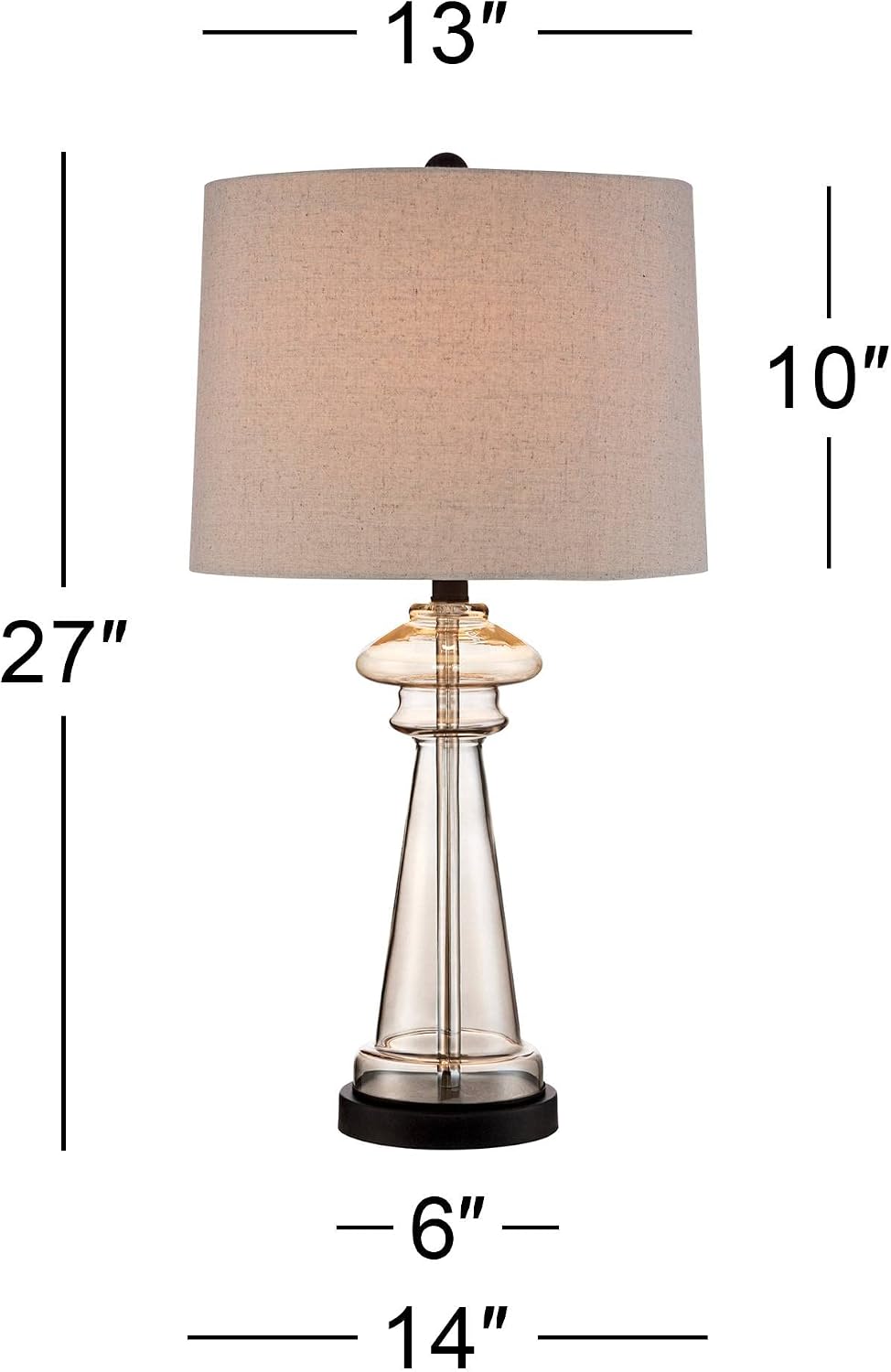 360 Lighting Dalia Traditional Country Cottage Table Lamps 27' Tall Set of 2 Clear Champagne Glass Taupe Tapered Drum Shade for Bedroom Living Room House Bedside Nightstand Office Family