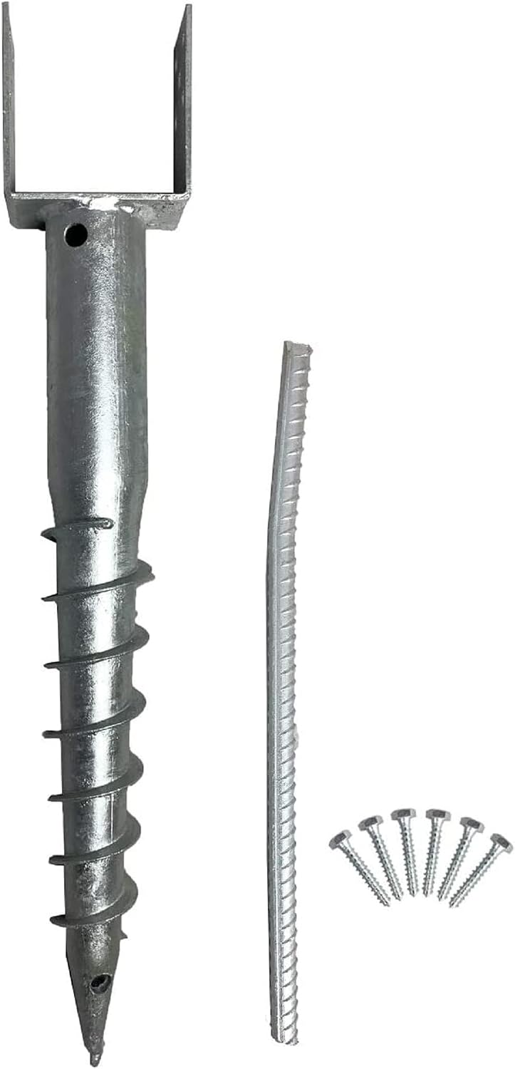 Ashman Ground Screw (4 Pack), No Dig, U-Model Screw in Post Stake - 27' Inch Long, Fits Standard 4x4 (3.5' X 3.5' Inch) Great for Mailbox Posts.