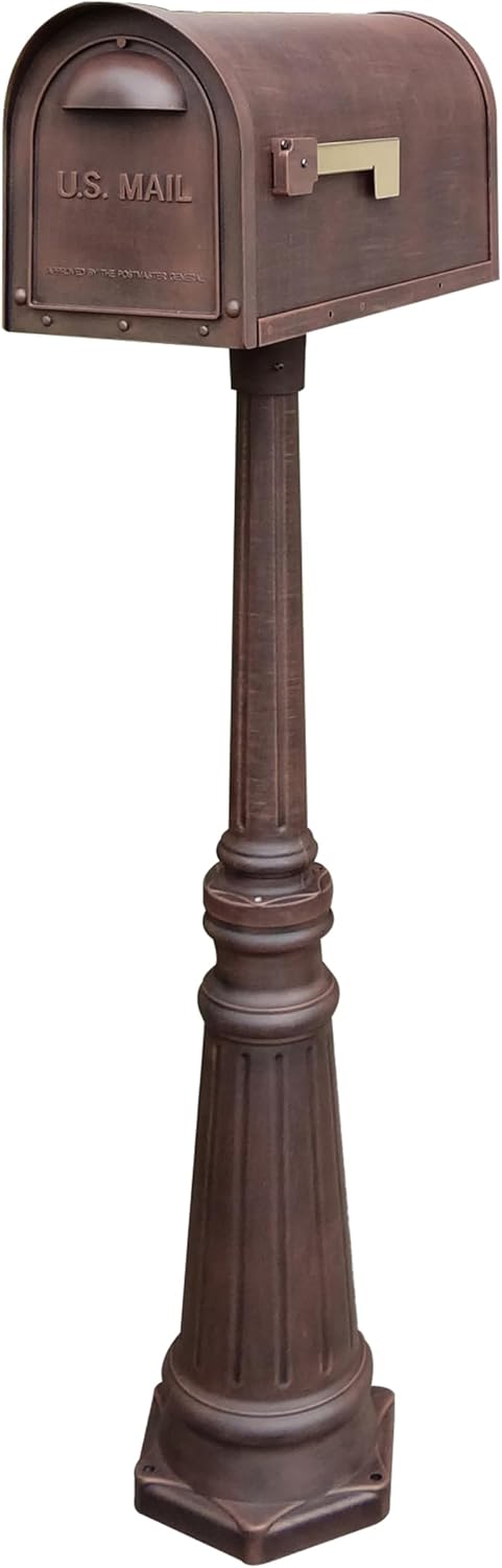 Special Lite Classic Curbside Mailbox with Tacoma Post - Copper Aluminum Mailbox with Post - SCC-1008_SPK-591-CP