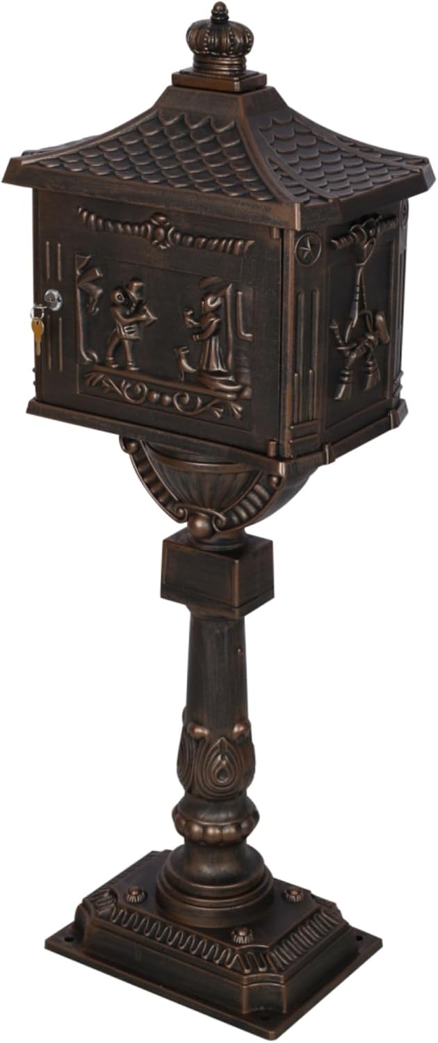 Mailboxes for Outside with Post,Mailbox Cast Aluminum Mail Box Postal Box Security Heavy Duty New (Aluminium+Bronze)