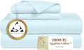 Supreme Elegance 1000 Thread Count Egyptian Cotton Queen Sheet Set, 4-Pieces Hotel Luxury Sateen Soft Bedding, 18' Deep Pocket Queen Sheets, Durable, Moisture Wicking & Breathable Bed Sheets, Sky Blue