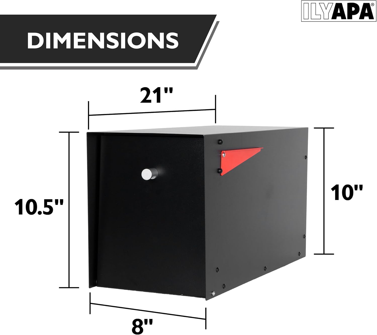 Ilyapa Modern Post Mount Mailbox & Heavy-Duty 43' Metal Post: Black Powder Coated Steel, Welded Curbside Mailbox w/Stainless Hinges & Universal Mounting Brackets
