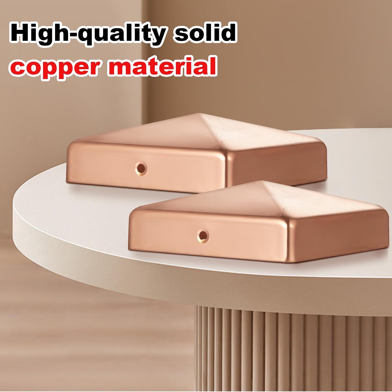 Tandefio 16 Pcs 4x4'' Solid Copper Post Caps Fence Pyramid Decking Caps with Screw for Metal Wood Cedar Fence Deck Corridors Mailbox Posts End Cover
